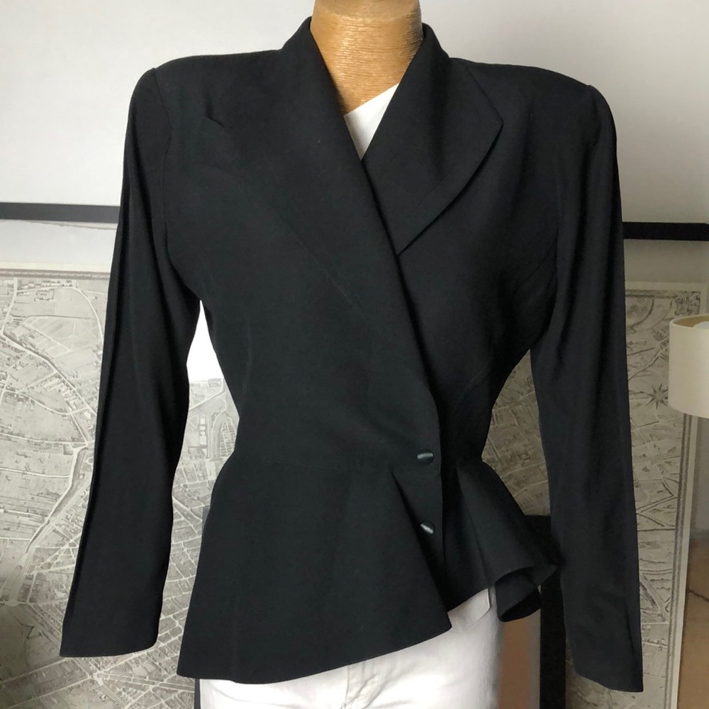 MUGLER Black Women's Tailored Peplum Jacket Size 40 - Picture 2 of 16